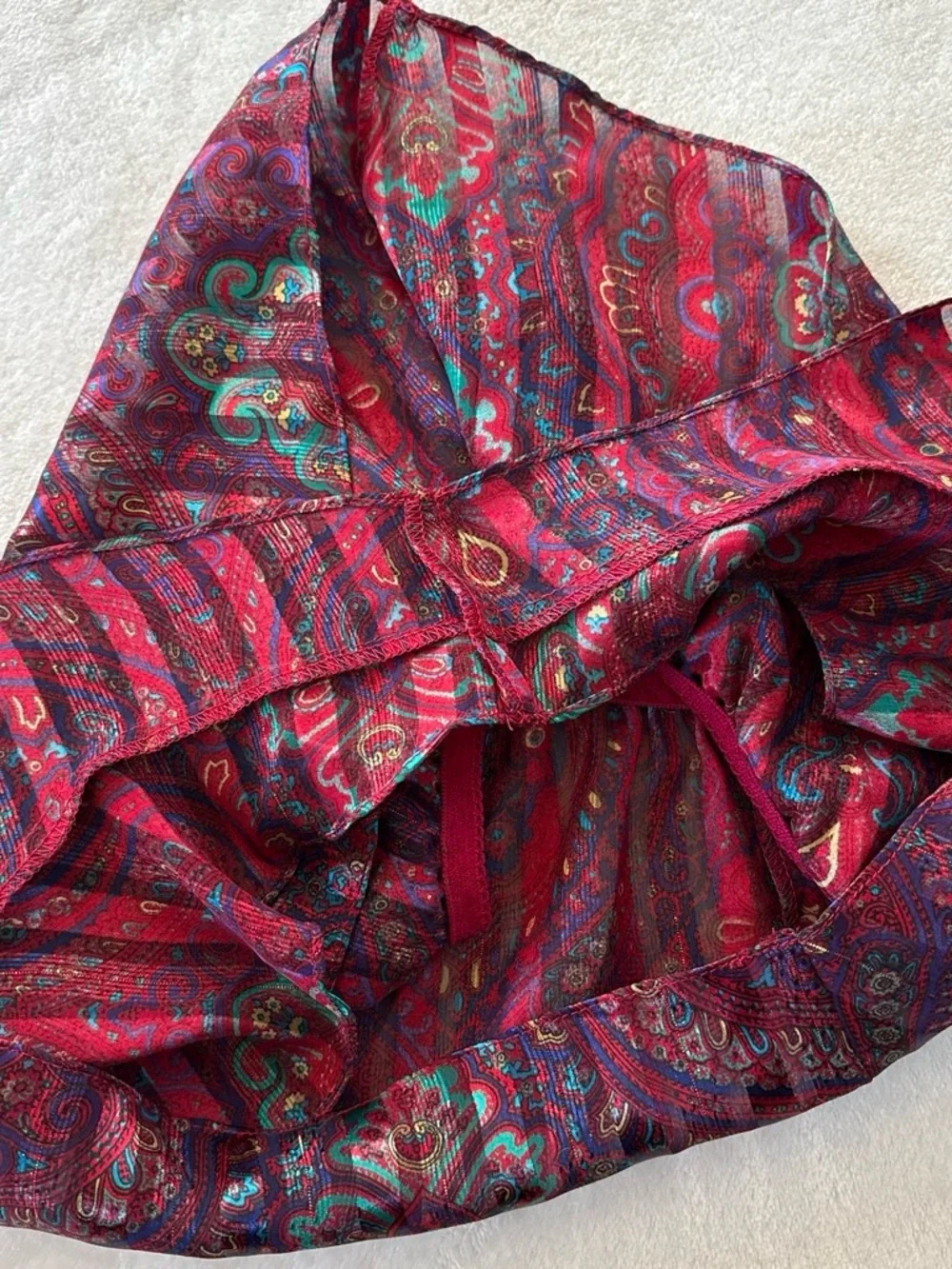NWT VTG Victoria's Secret Gold Label Red Multicolor Paisley Corset Cami Shorts M